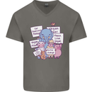 Vegetarian Animals Vegan Mens V-Neck Cotton T-Shirt Charcoal