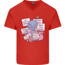 Vegetarian Animals Vegan Mens V-Neck Cotton T-Shirt Red