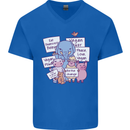 Vegetarian Animals Vegan Mens V-Neck Cotton T-Shirt Royal Blue