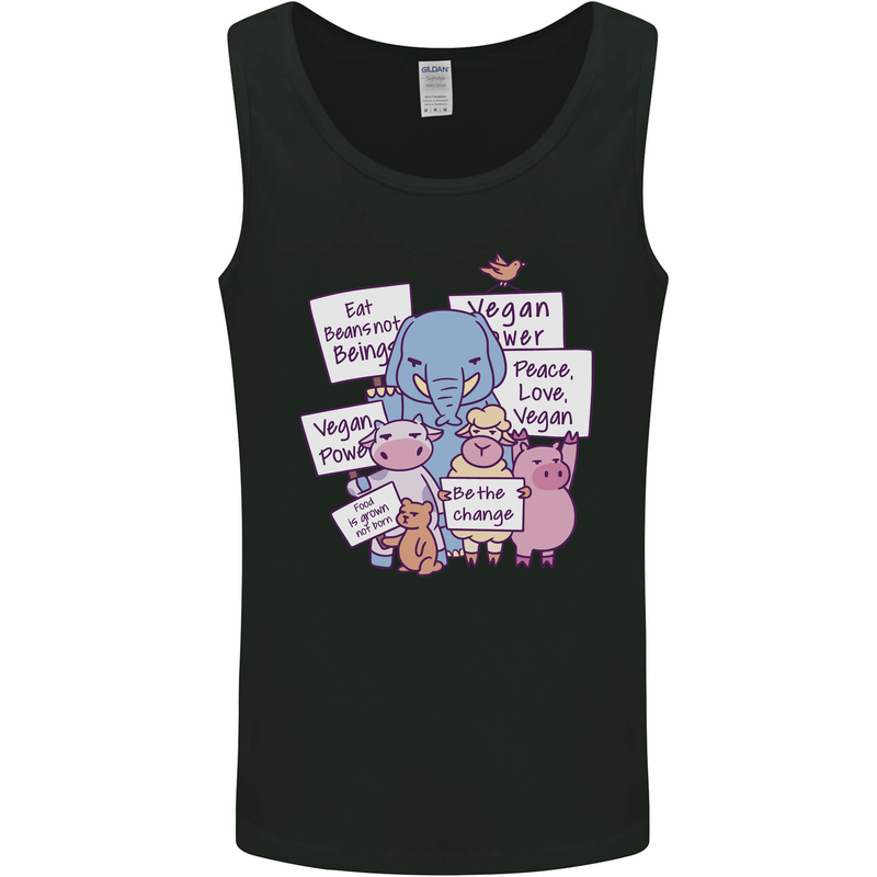 Vegetarian Animals Vegan Mens Vest Tank Top Black