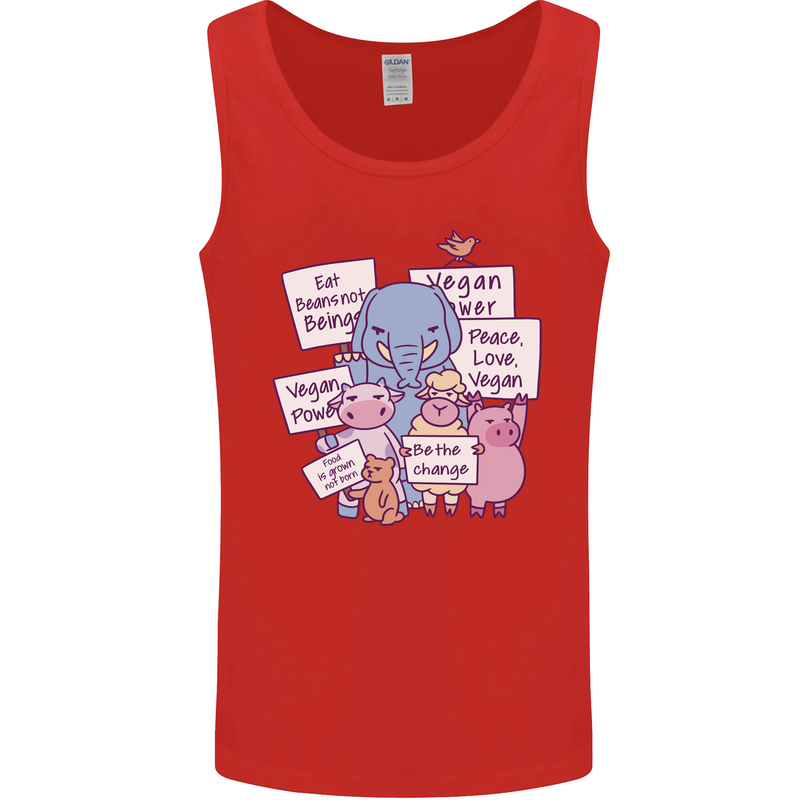 Vegetarian Animals Vegan Mens Vest Tank Top Red