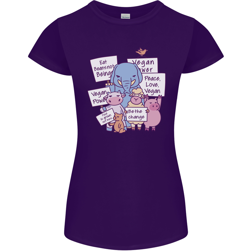 Vegetarian Animals Vegan Womens Petite Cut T-Shirt Purple