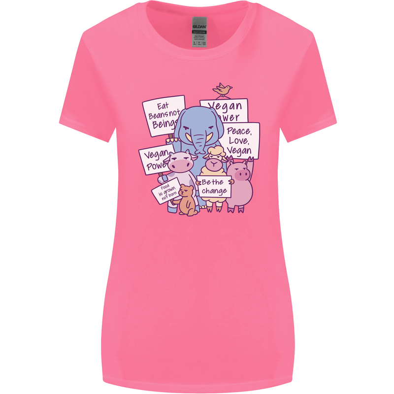 Vegetarian Animals Vegan Womens Wider Cut T-Shirt Azalea