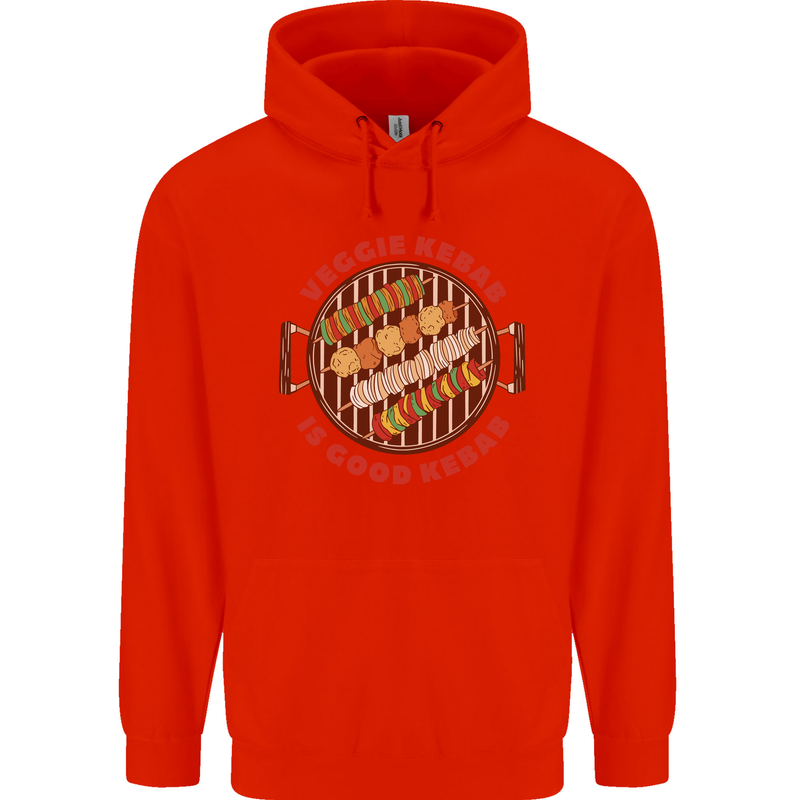 Veggie Kebab Vegetarian Vegan BBQ Childrens Kids Hoodie Bright Red