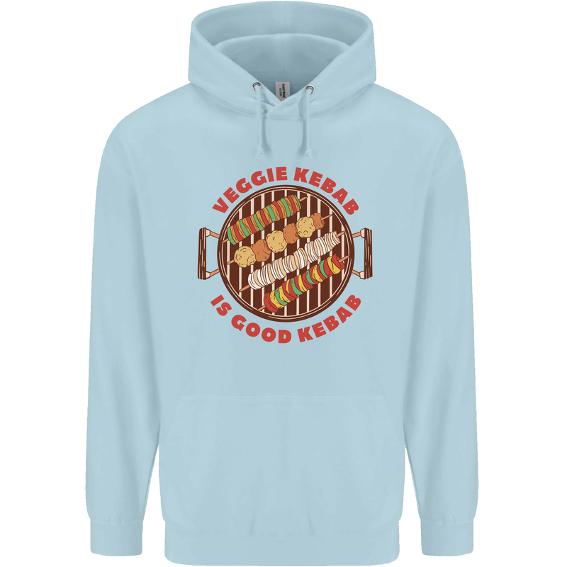 Veggie Kebab Vegetarian Vegan BBQ Childrens Kids Hoodie Light Blue