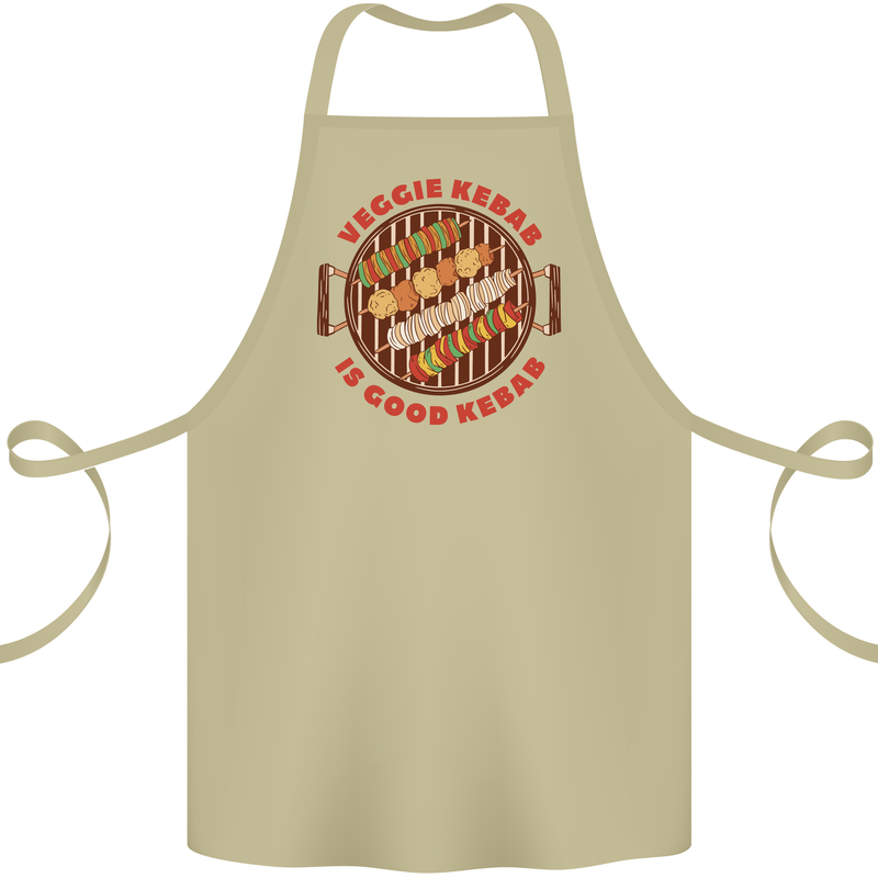 Veggie Kebab Vegetarian Vegan BBQ Cotton Apron 100% Organic Khaki