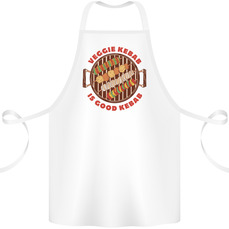 Veggie Kebab Vegetarian Vegan BBQ Cotton Apron 100% Organic White
