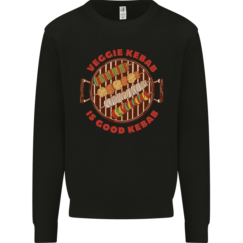 Veggie Kebab Vegetarian Vegan BBQ Kids Sweatshirt Jumper Black