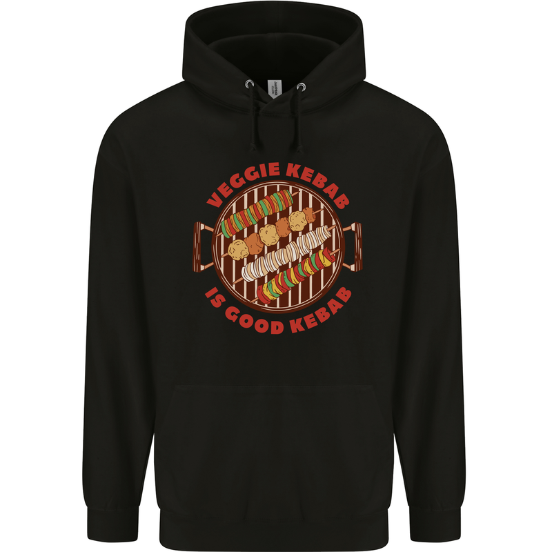 Veggie Kebab Vegetarian Vegan BBQ Mens 80% Cotton Hoodie Black