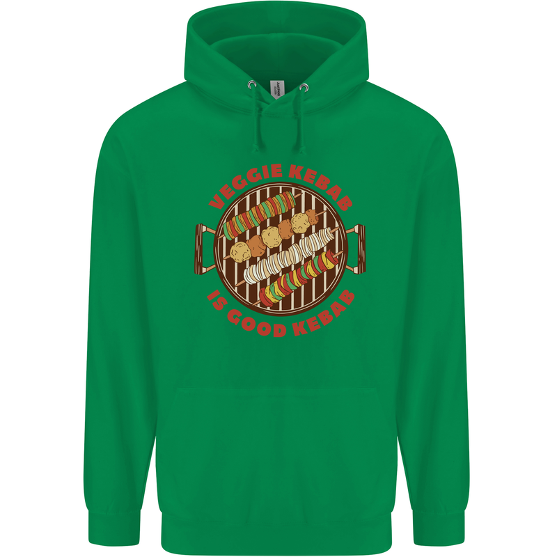 Veggie Kebab Vegetarian Vegan BBQ Mens 80% Cotton Hoodie Irish Green