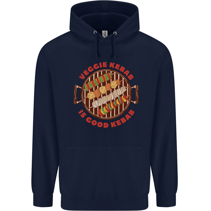 Veggie Kebab Vegetarian Vegan BBQ Mens 80% Cotton Hoodie Navy Blue