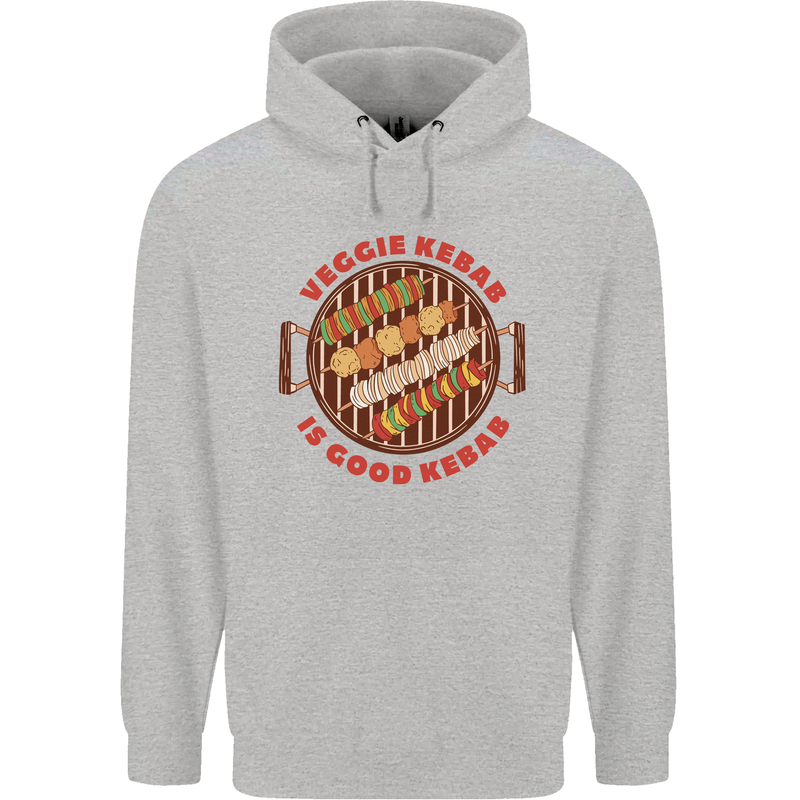 Veggie Kebab Vegetarian Vegan BBQ Mens 80% Cotton Hoodie Sports Grey