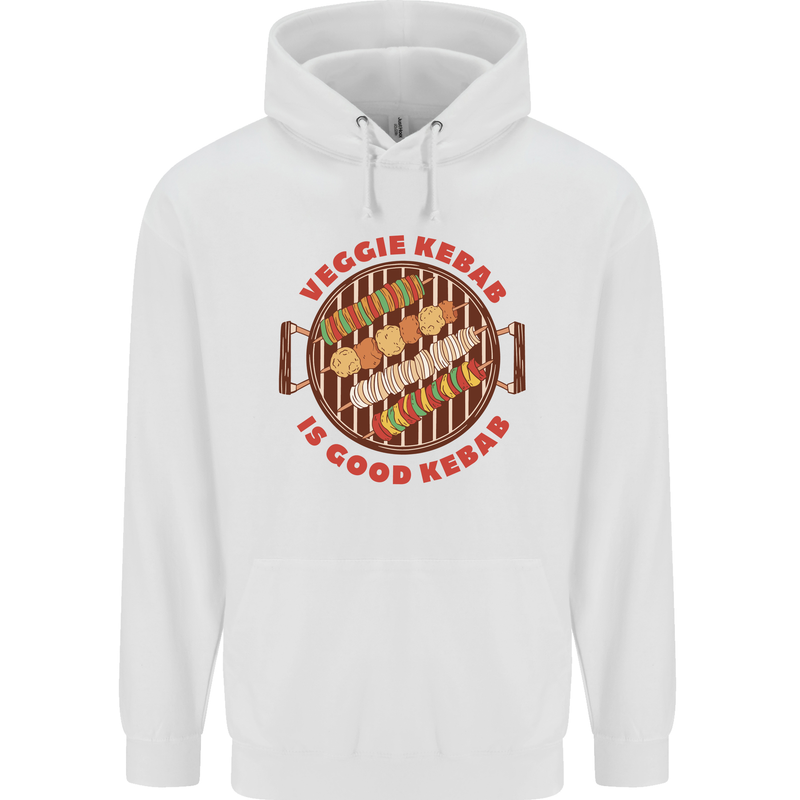 Veggie Kebab Vegetarian Vegan BBQ Mens 80% Cotton Hoodie White