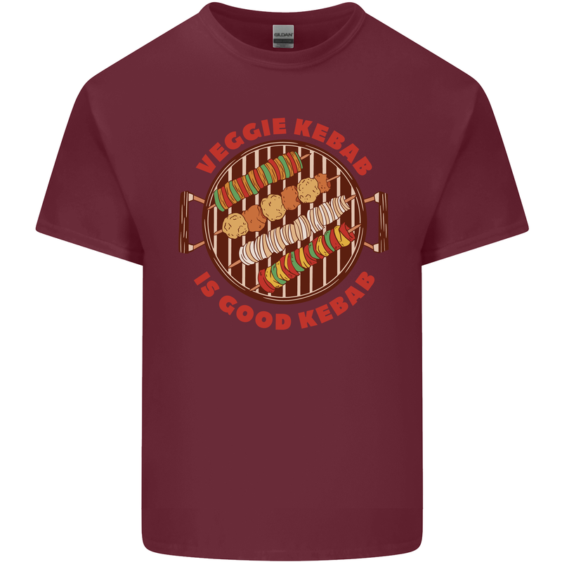 Veggie Kebab Vegetarian Vegan BBQ Mens Cotton T-Shirt Tee Top Maroon