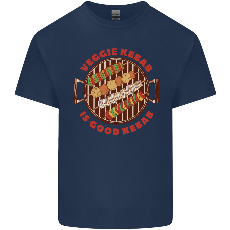 Veggie Kebab Vegetarian Vegan BBQ Mens Cotton T-Shirt Tee Top Navy Blue