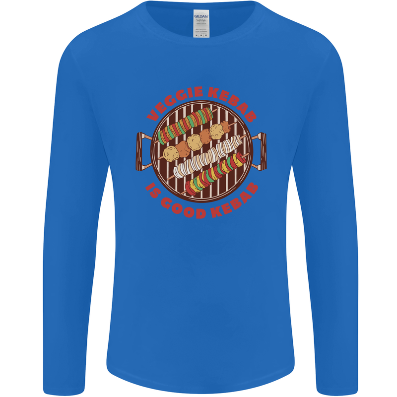 Veggie Kebab Vegetarian Vegan BBQ Mens Long Sleeve T-Shirt Royal Blue