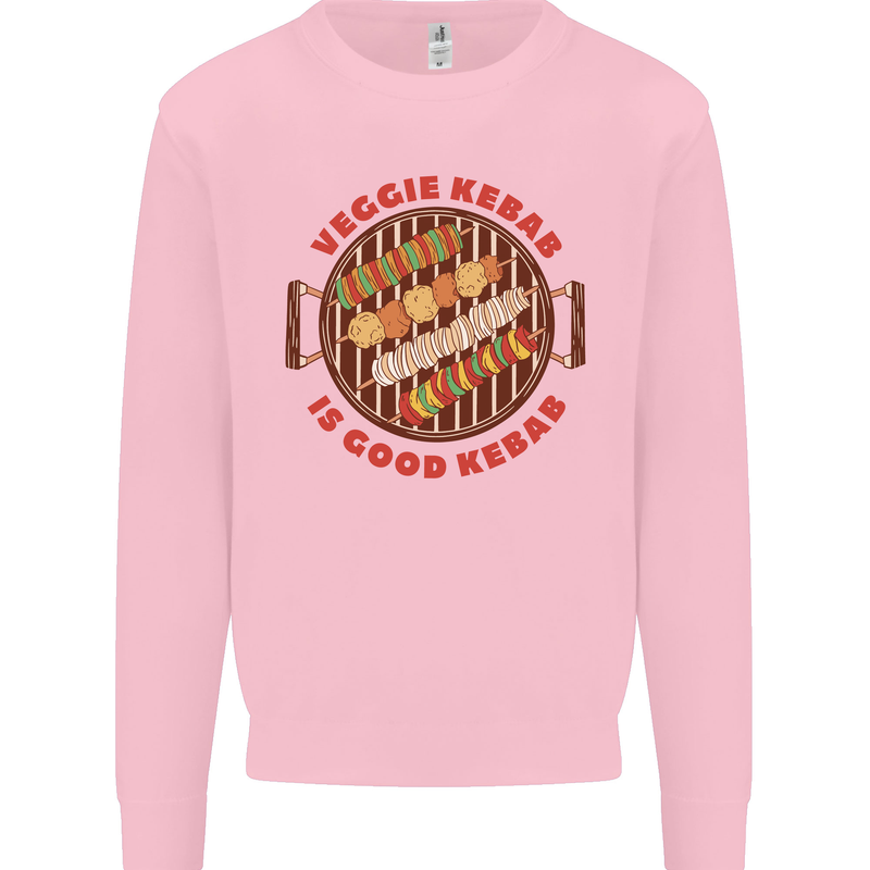 Veggie Kebab Vegetarian Vegan BBQ Mens Sweatshirt Jumper Light Pink