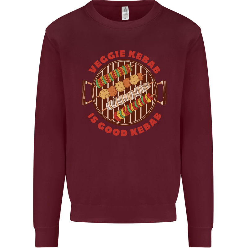 Veggie Kebab Vegetarian Vegan BBQ Mens Sweatshirt Jumper Maroon