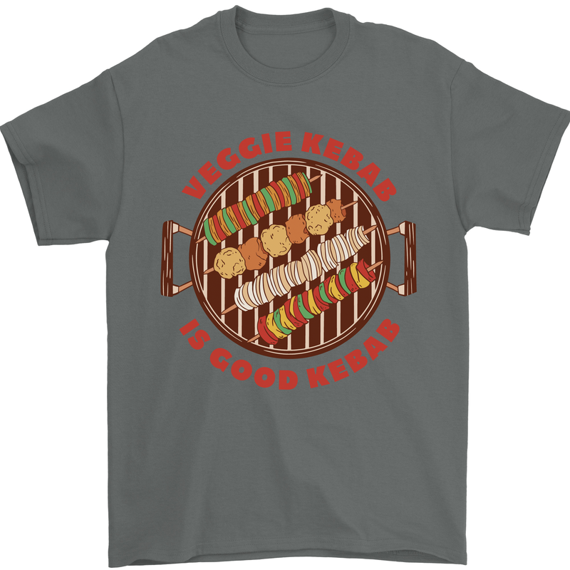 Veggie Kebab Vegetarian Vegan BBQ Mens T-Shirt 100% Cotton Charcoal