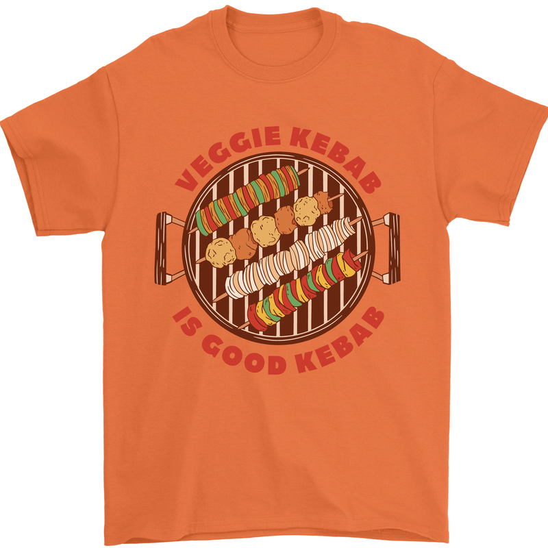 Veggie Kebab Vegetarian Vegan BBQ Mens T-Shirt 100% Cotton Orange