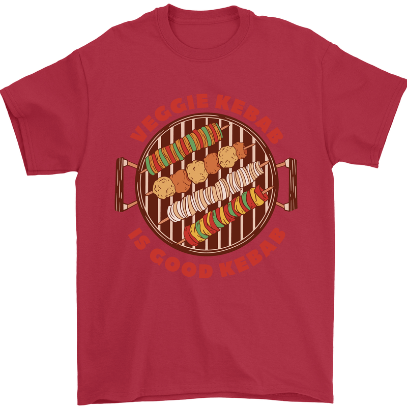 Veggie Kebab Vegetarian Vegan BBQ Mens T-Shirt 100% Cotton Red