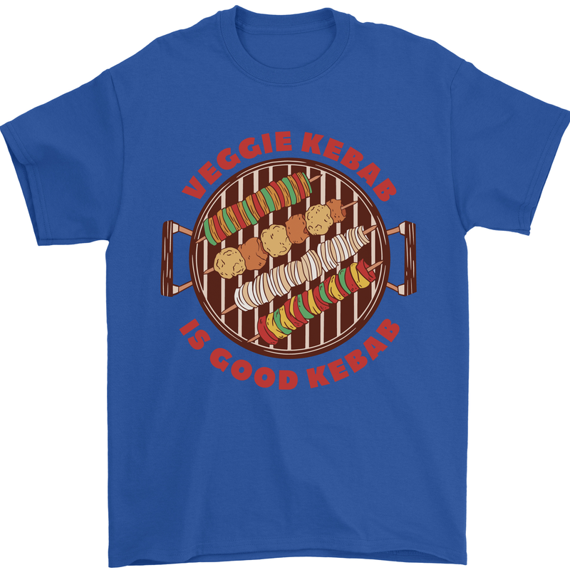 Veggie Kebab Vegetarian Vegan BBQ Mens T-Shirt 100% Cotton Royal Blue