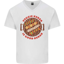 Veggie Kebab Vegetarian Vegan BBQ Mens V-Neck Cotton T-Shirt White