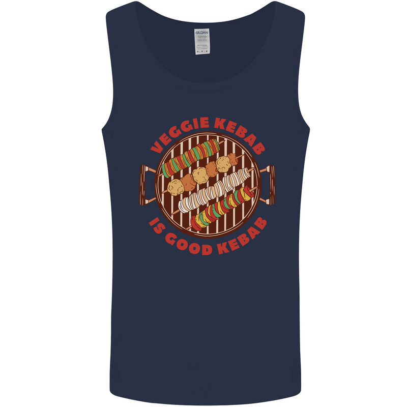 Veggie Kebab Vegetarian Vegan BBQ Mens Vest Tank Top Navy Blue