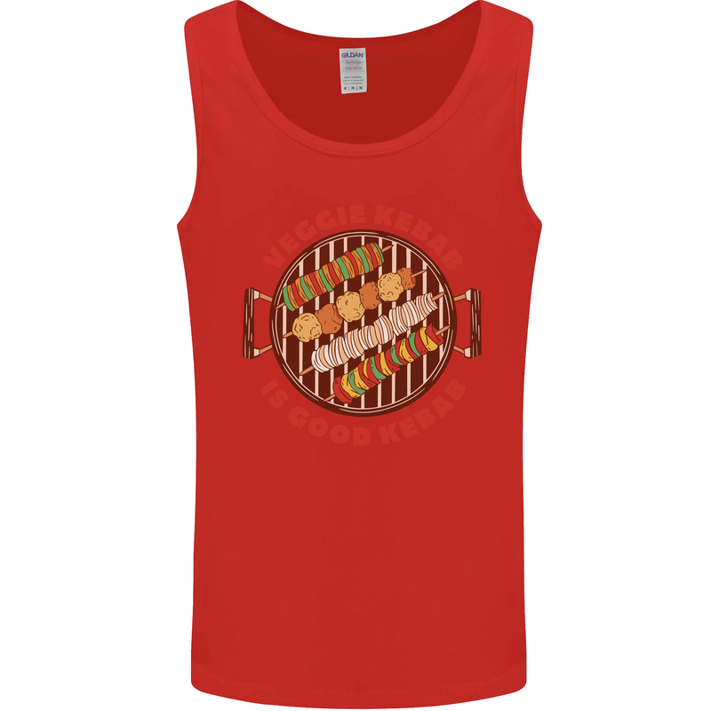 Veggie Kebab Vegetarian Vegan BBQ Mens Vest Tank Top Red