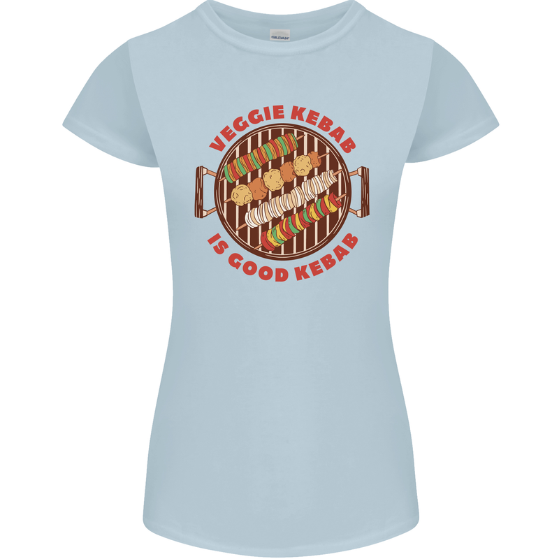 Veggie Kebab Vegetarian Vegan BBQ Womens Petite Cut T-Shirt Light Blue