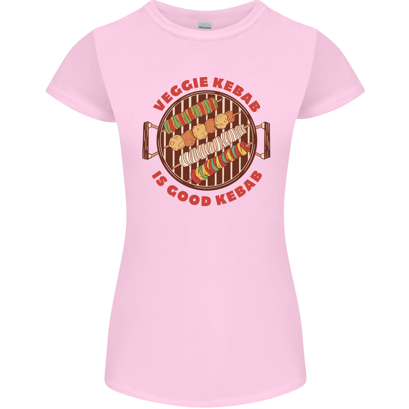 Veggie Kebab Vegetarian Vegan BBQ Womens Petite Cut T-Shirt Light Pink