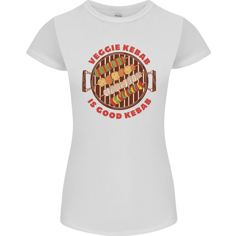 Veggie Kebab Vegetarian Vegan BBQ Womens Petite Cut T-Shirt White