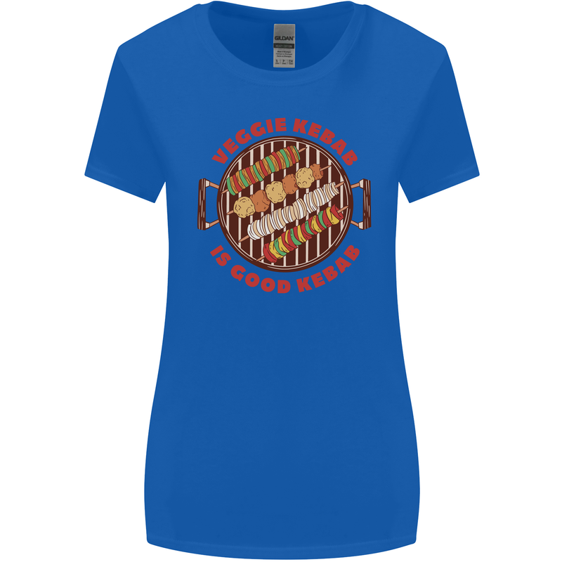 Veggie Kebab Vegetarian Vegan BBQ Womens Wider Cut T-Shirt Royal Blue