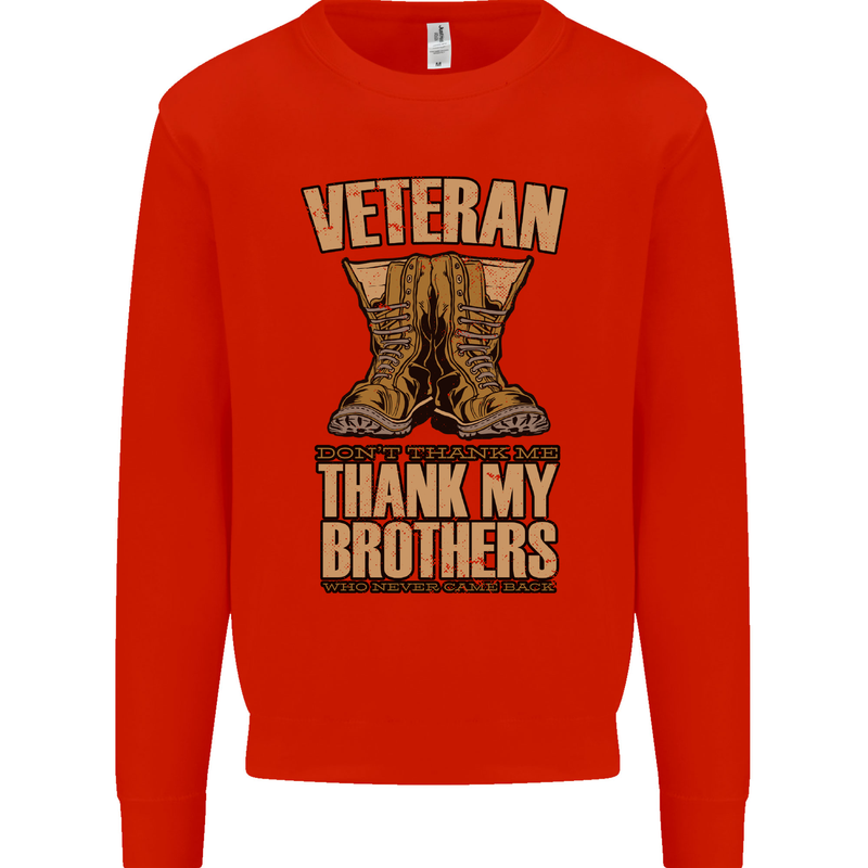 Veteran Boots British Army Marines Paras Kids Sweatshirt Jumper Bright Red