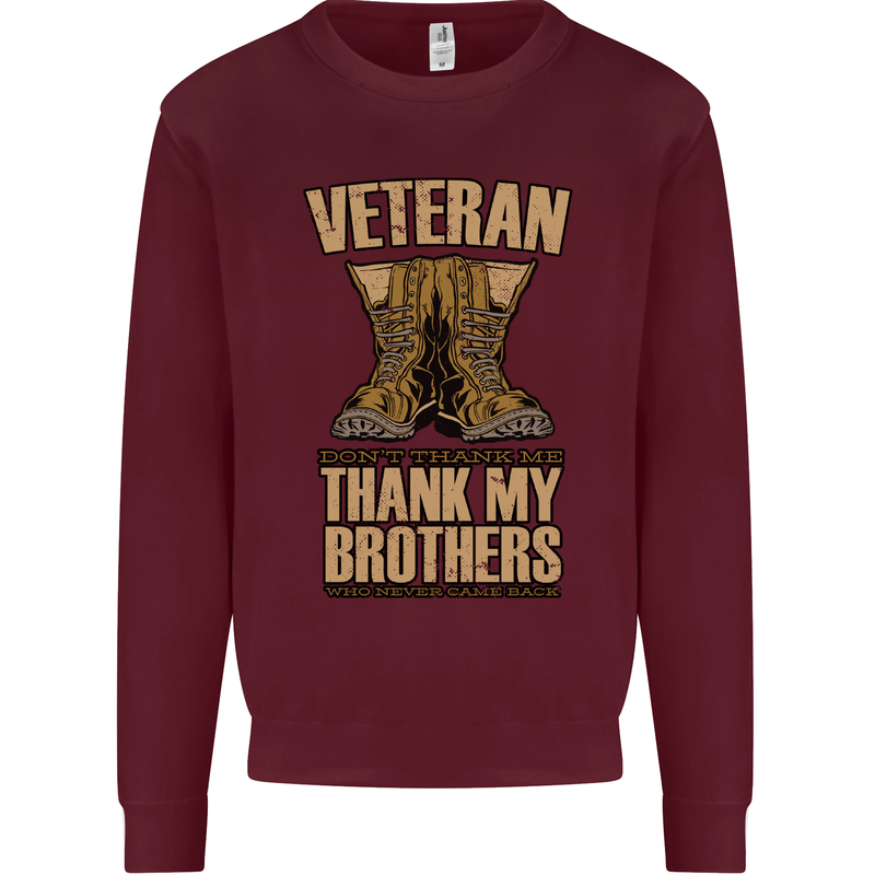 Veteran Boots British Army Marines Paras Kids Sweatshirt Jumper Maroon