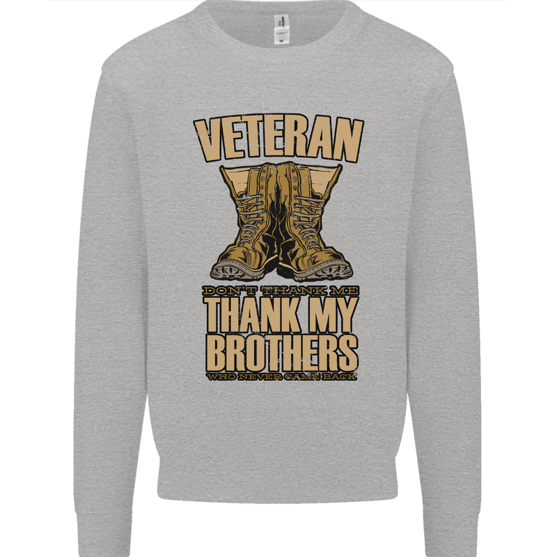 Veteran Boots British Army Marines Paras Kids Sweatshirt Jumper Sports Grey