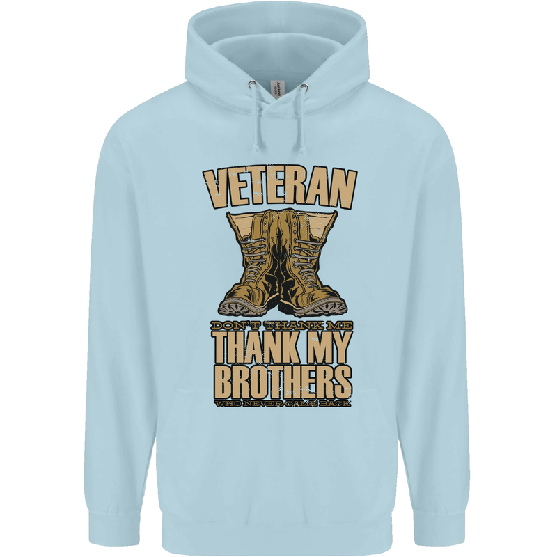 Veteran Boots British Army Marines Paras Mens 80% Cotton Hoodie Light Blue