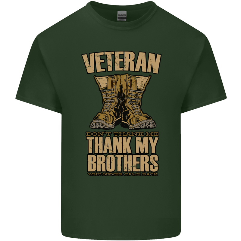Veteran Boots British Army Marines Paras Mens Cotton T-Shirt Tee Top Forest Green