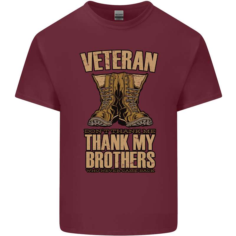 Veteran Boots British Army Marines Paras Mens Cotton T-Shirt Tee Top Maroon