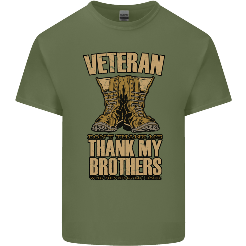 Veteran Boots British Army Marines Paras Mens Cotton T-Shirt Tee Top Military Green