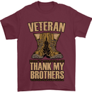 Veteran Boots British Army Marines Paras Mens T-Shirt Cotton Gildan Maroon