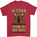 Veteran Boots British Army Marines Paras Mens T-Shirt Cotton Gildan Red