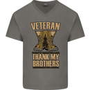 Veteran Boots British Army Marines Paras Mens V-Neck Cotton T-Shirt Charcoal