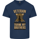 Veteran Boots British Army Marines Paras Mens V-Neck Cotton T-Shirt Navy Blue