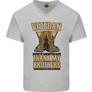 Veteran Boots British Army Marines Paras Mens V-Neck Cotton T-Shirt Sports Grey