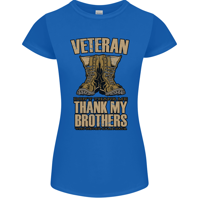 Veteran Boots British Army Marines Paras Womens Petite Cut T-Shirt Royal Blue