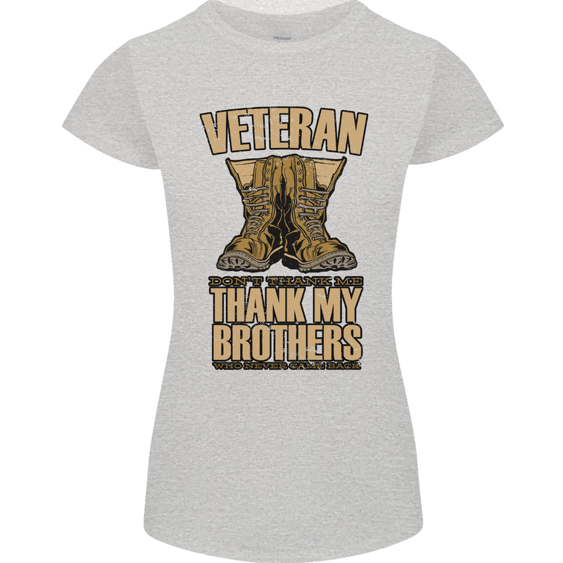 Veteran Boots British Army Marines Paras Womens Petite Cut T-Shirt Sports Grey