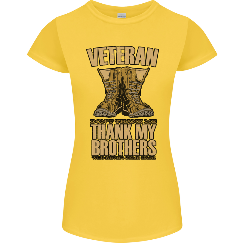 Veteran Boots British Army Marines Paras Womens Petite Cut T-Shirt Yellow