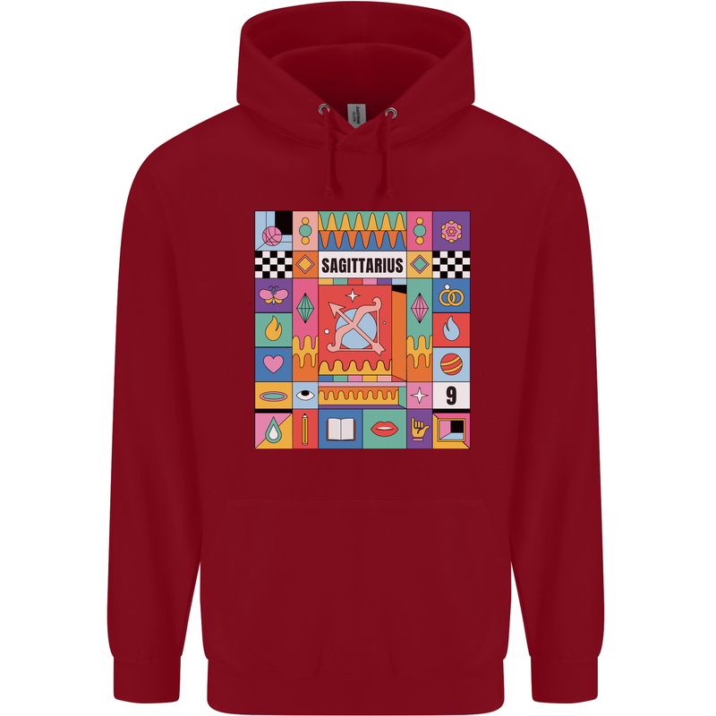 Vibrant Sagittarius Star Sign Zodiac Childrens Kids Hoodie Red