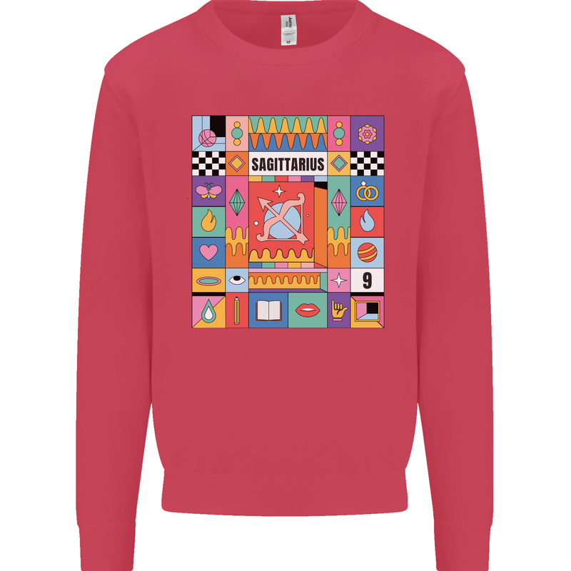 Vibrant Sagittarius Star Sign Zodiac Kids Sweatshirt Jumper Heliconia